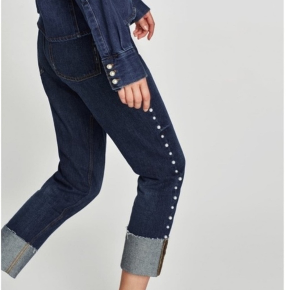 Zara Cigarette Pearl Jeans 00 x/i - Picture 2 of 8
